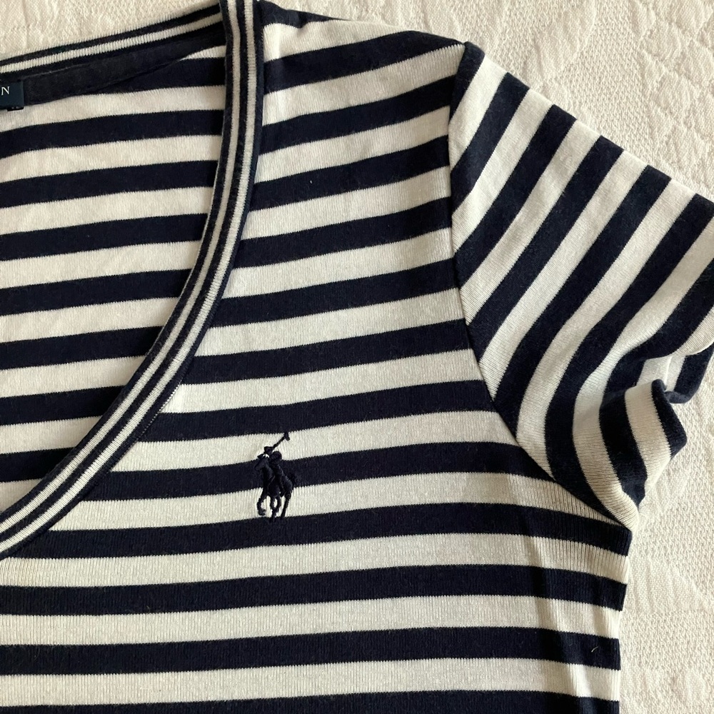 Ralph Lauren Navy and White Striped Tee